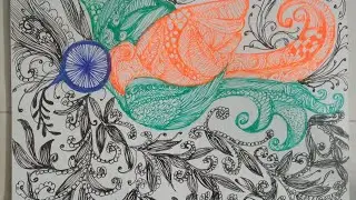Beautiful zentangle bird with tricolor of India#independenceday #zentangle#doodleart