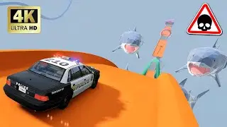 BEST REALISTIC CAR CRASHES GAME 🔥 POLICE CAR VS GIANT OBSTACLES