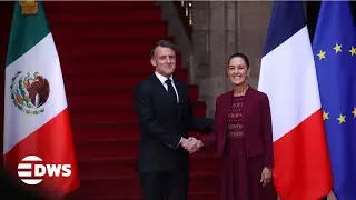 FULL ARRIVAL: Emmanuel Macron Lands in Mexico | President Sheinbaum Welcomes in Mexico City | AC15