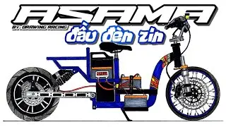 vẽ xe asama đầu đ&egrave;n zin | Vẽ Xe đạp điện Độ | Vẽ Xe Độ
