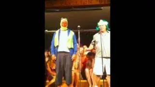 Bald guy in a frog hat