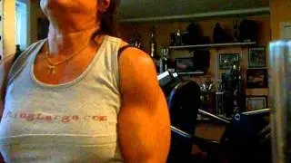 DebDoesData2 Does Bicep Curls In Living Room Gym