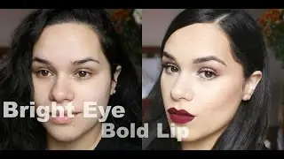 Bright Natural eye and Bold lip Makeup Tutorial
