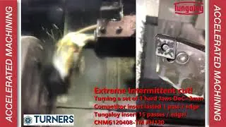 AH120 from Tungaloy Extreme intermittent cut on hard jaws