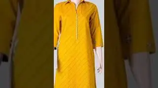 pintex design kurti || plain pintex & lace kurta #sleeves #neckdesign