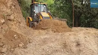 Backhoe Loader-Leveling Hilly Road and Filling Ruts-Hilly Road Building