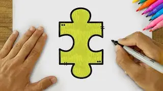 Very Easy Puzzle Piece Drawing | How to Draw Puzzle Pieces Step by Step