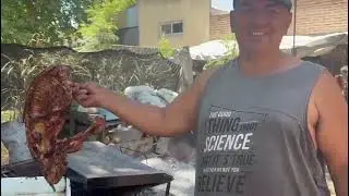 Chivito y laburo sin parar sobre Ruta 1 entre 8 y 10: 