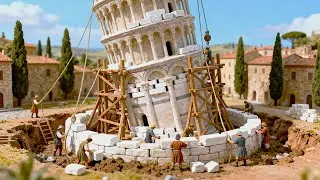 Miniature Construction: Building the Leaning Tower of Pisa In Tiny World