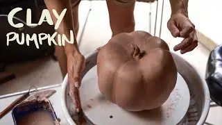 Making a Clay Pumpkin on the pottery wheel