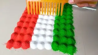 2 stress relief Independence day rangolis कंघी से बनाये  || therapyvideos/satisfyingrangolivideos