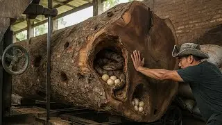Extreme Sawmill Work ! It Takes Serious Skill to Move This 2 Ton Log