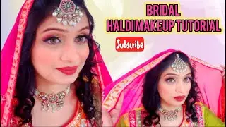 Bridal haldi makeup tutorial/makeup tutorial/step by step look/selfbridal haldi makeuplook tutorial 