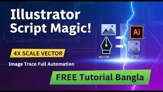 Illustrator Script Magic! Image Trace Full Automation | 4X Scale Vector FREE Tutorial Bangla