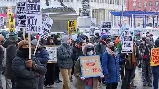 Protesters demand ICE end deployments nationwide in Center City on Monday