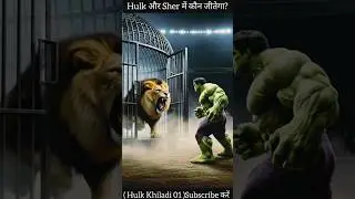गरीब Hulk और खूँखार Sher की आमने-सामने की लड़ाई 😱🔥#ai #hulk #marvel #hulkkhiladi01