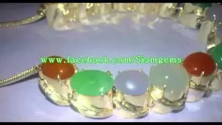 Jadeite necklace 18 cabochons slide  show