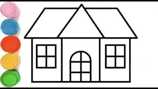 How To Draw a House Easy | Simple House Drawing For Kids | Easy To Draw House and Colouring