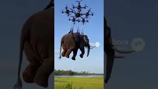 Elephant lift off! 🐘🚀 #Elephant #LiftOff#drone #aivideo