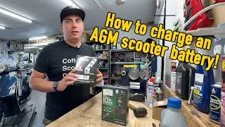 Dead battery? How to Charge a New AGM Battery for your Vespa, Piaggio, or Genuine Scooter.