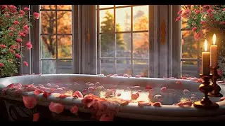 1 Hour Romantic Bath Ambience 🌹 Candlelight, Rose Petals & Cozy Relaxation Candlelit Rose Bath 🌹