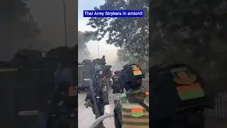 Thai Army M1126 Stryker Moves In Fast &mdash; Covering Infantry at the Frontline!