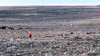 Trying to deter a polar bear. Baffin Island, Nunavut 
