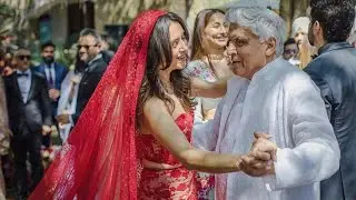 Javed Akhtar Dancing with her Daughter in law Shibani Dandekar at Farhan Akhtar's Wedding