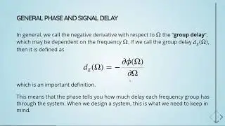 ADSP - 08 Noble Identities, Filters - 03 Filter Design: General Phase and Signal Delay