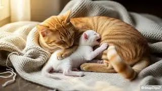 The Sweetest Cuddle Puddle 🥺 Mommy Cat and Tiny Kitten Snuggles!
