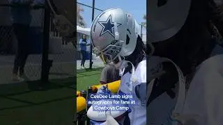 CeeDee Lamb signs autographs for fans at #Cowboys Camp #nfl #football #dallascowboys #cowboysnation