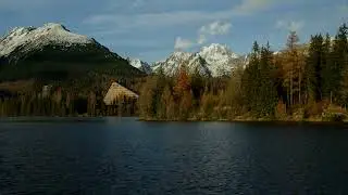 Cozy wooden cabin at the foot of the Rocky Mountains.