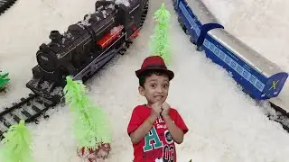Cucudus Play with Centy Indian Passenger train & more trains in snow | Toy trains Galore