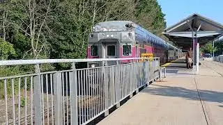 MBTA CTC-5 Cab Car #1869 Arrives and departs Campello with INSANE hornshow!