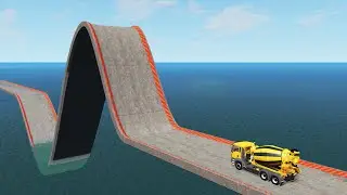 Impossible Loop Bridge High Car Jump Stunt - Cars vs Deep Water - BeamNG.Drive | Nio