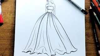 how to draw a beautiful fashion dress || how to draw || S Pollen Art Academy
