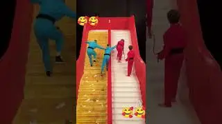 Mr beast blue vs red team in slipy in loft ladder you watch and see who is the winner 🏆