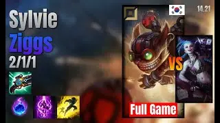 Sylvie Adc Ziggs vs Jinx lol KR solo rank Full Game 14.21