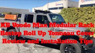 KB Voodoo Max Modular Rack and Bestop Roll up Tonneau Cover Combo for the Jeep Gladiator Mojave
