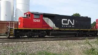 CN 5262, 5445 roll past the spur track at IMERYS Harborlite perlite plant near Vicksburg, MI