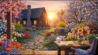 Cozy Spring Cottage Garden 🌸 Birds Singing & Gentle Evening Breeze