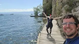walking gorgeous boardwalk on Lake Ohrid in North Macedonia (May 6th, 2023)