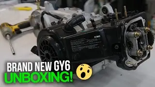 UNBOXING BRAND NEW GY6 Engine! (Long Case)