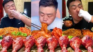 ASMR eating the spiciest turkey noodles and large chicken legs, the taste is amazing!#chicken