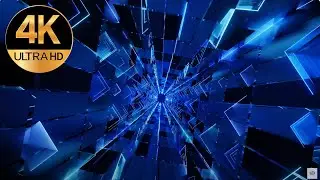 7 hour Tv 4k Square Blue Metallic color Relaxing Abstract Background Tunnel Video, screensaver