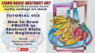 How to Draw Abstract Art Using Basic Shapes 003/Fruits Abstract Style Tutorial for Beginners