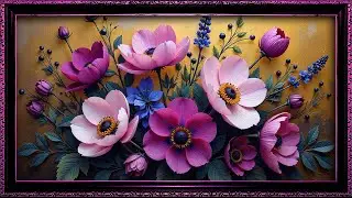 Electric Bloom | Vivid Anemone and Blue Delphinium Still Life | Art Screensaver for TV