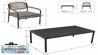 5 Piece Wicker Outdoor Dining Set for 4 Modern Patio Table Chairs Review