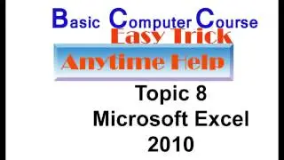 BASIC COMPUTER COURSE Microsoft Excel 2010 Topic 8