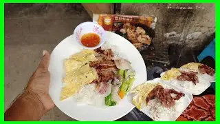 Simple breakfast in Phnom Penh / Street food 2020 / grilled pork rice.